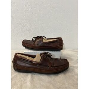 Minnetonka Mens Classic Moccasins Moosehide Loafers Brown Leather Size 11